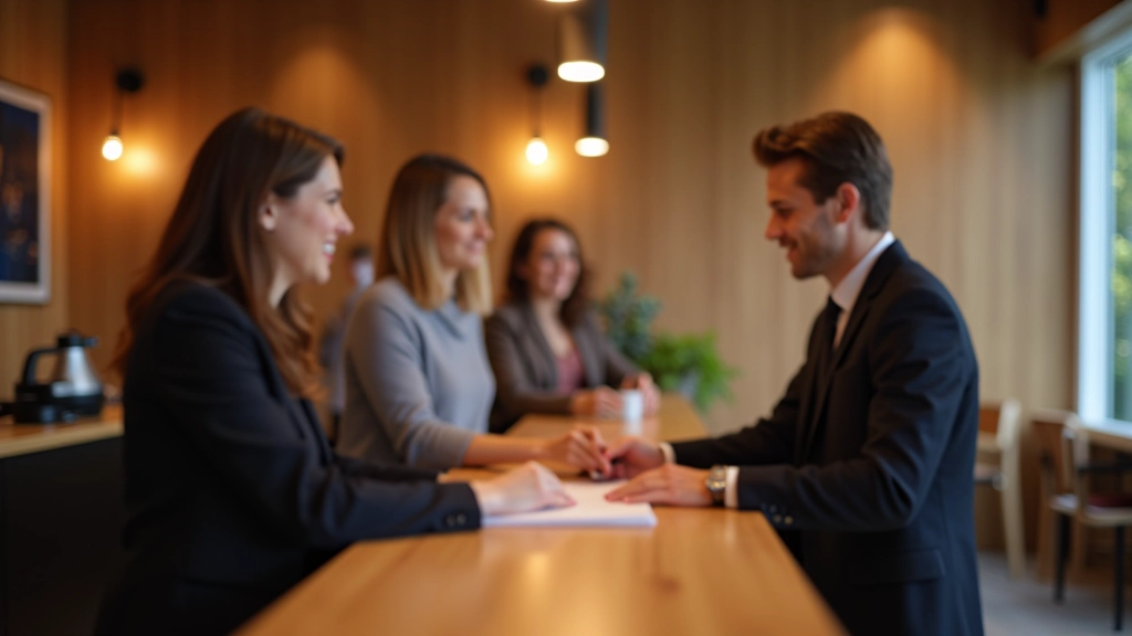 Hosté s zavazadly čekají na registraci u recepce hotelu