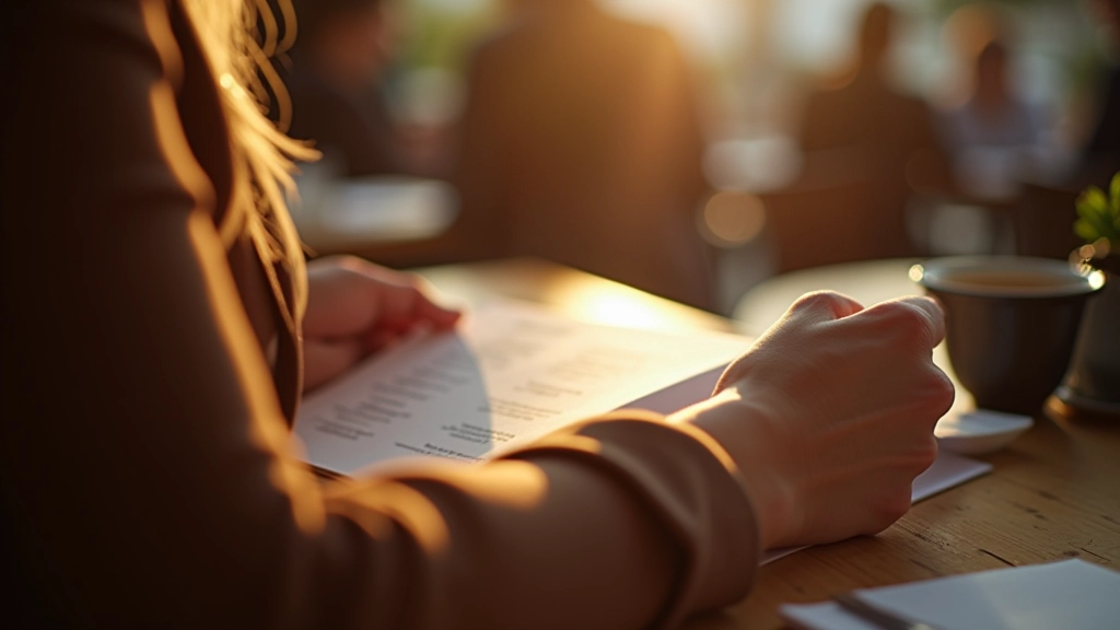 Menu v rukou, čtení a výběr jídla v restauraci